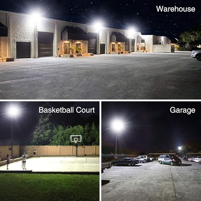 Onforu 150W LED Flood Light Outdoor15000LM Security Lights IP66 Waterproof Outdoor Floodlight 2 Pack 6500K Daylight White LED Exterior Lighting for Basketball Court Stadium Playground
