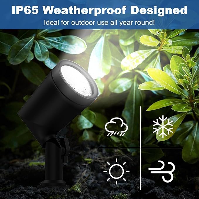 ZYAN Die-Cast Aluminum Landscape Spotlights 6W 600LM 2700K Warm White Low Voltage IP65 Waterproof Outdoor Landscape Lighting for Patio Garden Yard Path 8 Pack