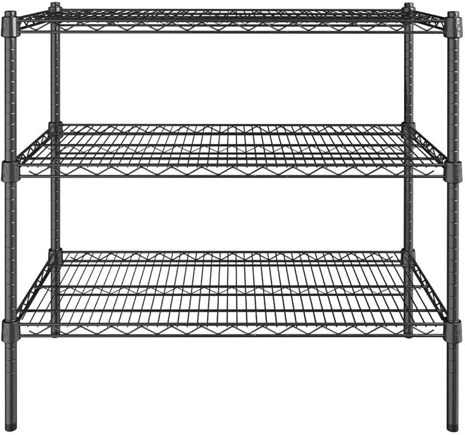 PRO&ampFamily 18 x 36 NSF Black Epoxy 3-Shelf Kit with 34 Posts
