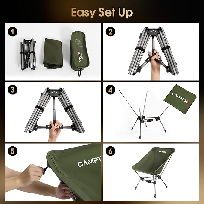 Portable Camping Chair Lightweight Compact Backpacking Chair with Side Pocket Wide Seat Folding Chair for Camping Hiking Beach - Supports 330Lbs Green
