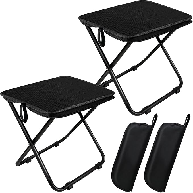 2 Pack Camping Stool 13 Inch Portable Folding Stool for Adults Lightweight Small Foldable Stools for Fishing Hiking Outdoor Gardening