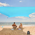 WEKAPO Beach Tent Sun Shelter - Easy Setup Beach Canopy with 4 Sturdy Poles Large Sandbags and Shovel 7'1'' Tall Windproof Sun Shade for Backyard and Camping UPF 50+ Protection
