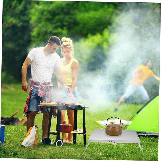 POPETPOP Compact Mini Beach Table Lightweight Aluminum Portable Picnic and Camping Tray for Outdoor Use Easy Assembly Heat-Resistant Design for Family Gatherings