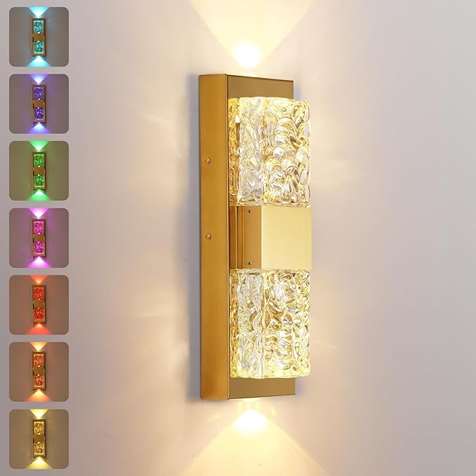 Dusk to Dawn Outdoor Lighting Fixture Wall Mounted - 14.2'' Waterproof Wall Sconce 12W LED Crystal Modern Outside Wall Lamp for Hallway Doorway Porch Patio