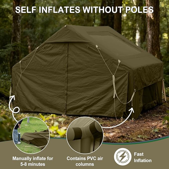 Inflatable Tents for CampingEasy Blow Up Tent with Hand Pump4 Seasons Waterproof Air Inflatable Camping Tent House for Family Weekend Camping
