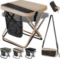 2026 New Large Foldable Backpack Stool for Adults - Portable Camping Stool with Sling Bag 300lbs Capacity for Camping Fishing Hiking Travel Picnic (Khaki)