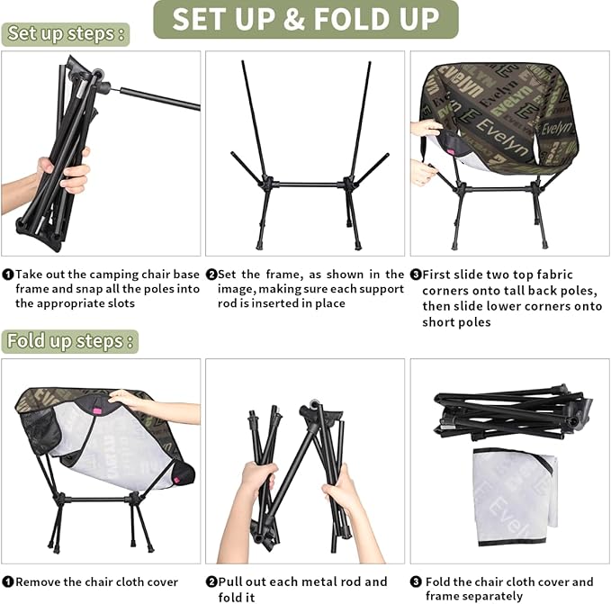 Custom Portable Camping Chair with Name Backpacking Chair Personalized Folding Chairs Compact Lightweight Outdoor Chairs for Hiking Camp Fishing