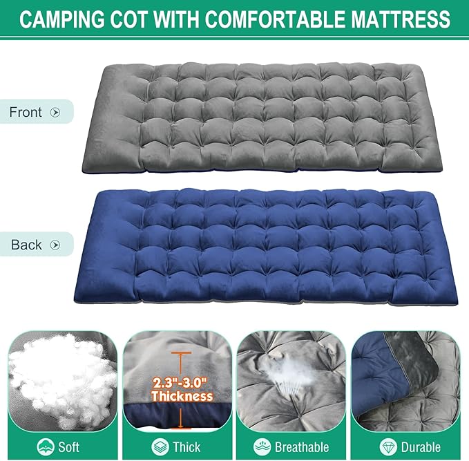 NAIZEA Folding Camping Cot &amp Lounge Chair - Adjustable Reclining Portable Outdoor Chaise for Pool Beach &amp Patio Sunbathing