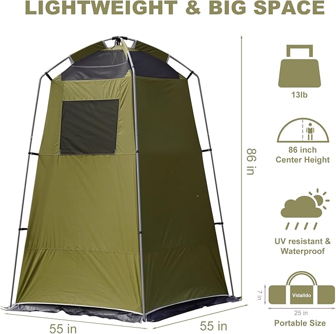 Vidalido Outdoor Camping Shower Tent Easy Setup Privacy Tent Changing Room Portable Camp Shower Tents for Camping with Floor Waterproof Privacy Shelters Camping Toilet Tent
