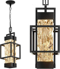 Hotsonic 15'' Outdoor Indoor Pendant Celing Light Fixture Modern Exterior Hanging Chandelier Porch Lights Black Aluminum Outside Lantern Lamp for Entrance Foyer Entryway (Bulb Included)