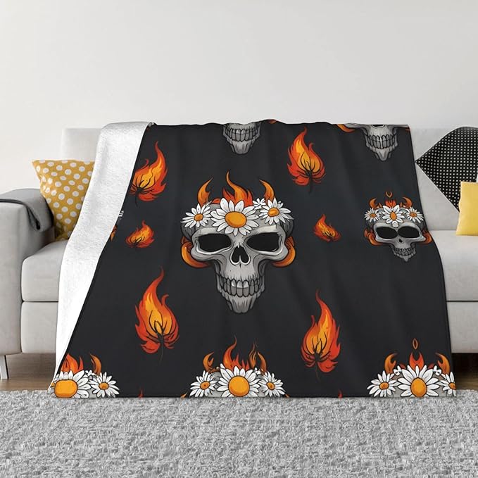 Spider Head Cartoon Daisy 80x60 Printed Soft Fleece Blanket for Sofa Bed and Camping - Cozy Blanket for Travel Picnics Nighttime Use