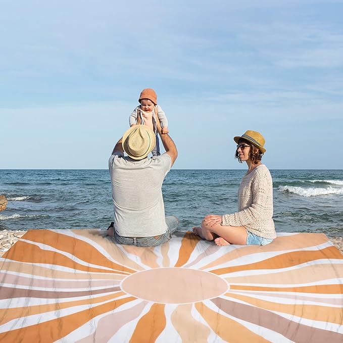 Waterproof Sandproof Beach Blanket 78 x 86 Large Beach Mat for 2-4 Adults Lightweight Polyester Outdoor Picnic Blanket for Travel Camping Hiking Beach Essentials for Vacation
