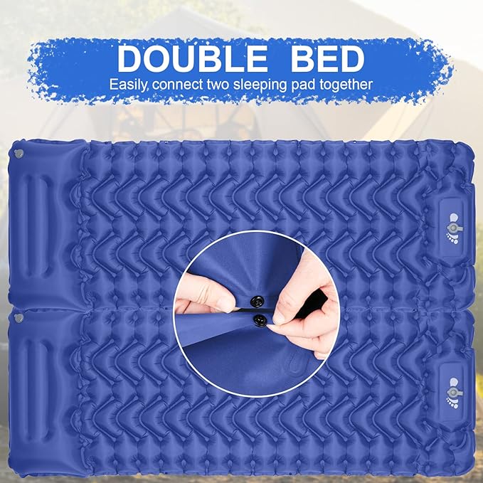 Sleeping Pad Ultralight Inflatable Sleeping Pad for Camping Built-in Pump Ultimate for Camping Hiking Airpad Carry Bag Repair Kit Compact &amp Lightweight Air Mattress(Blue)
