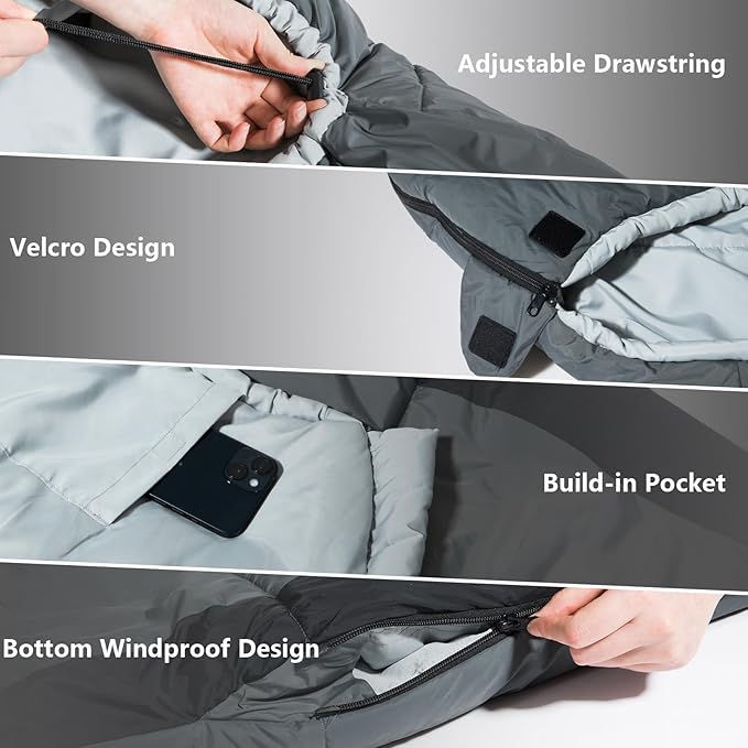 BISINNA Mummy Sleeping Bag for Adults 14-41℉ Cold Weather 3-4 Season Camping Sleeping Bags with Compression Sack for Backpacking Hiking Traveling