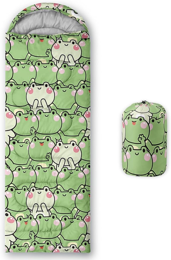 QOOMO Axolotl Cute Camping Sleeping Bags3 Season Warm &amp Cool WeatherLightweightWaterproof Sleeping Bags for Adults &amp KidsTravelingand Outdoors