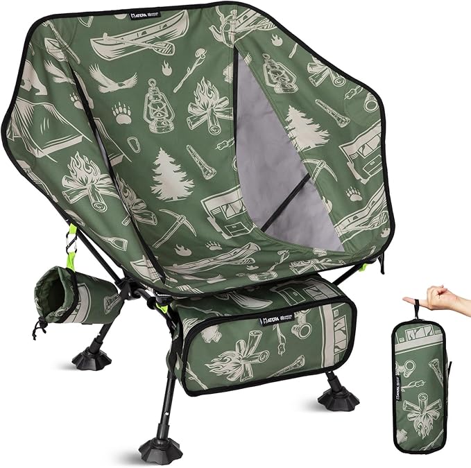 ATEPA UFO3.0 Backpacking Camping Chair Ultralight Extra Wide Comfortable Folding Chairs Heavy Duty Portable Hexagon Ergonomic Height Adjustable Seat with Anti-Sinking Feet for Hiking Forestcamp