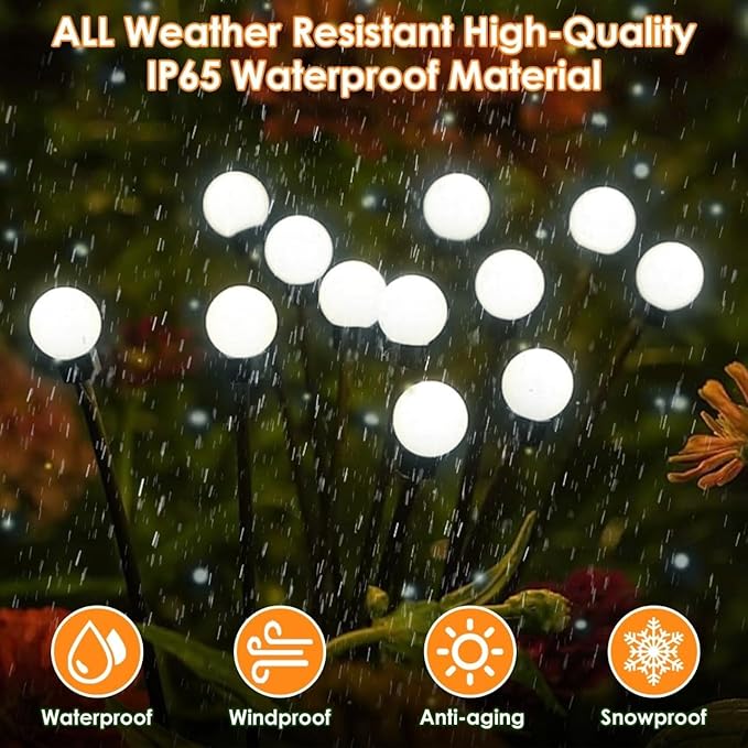 Solar Garden Lights 8 Pack 64LED Solar Firefly Lights Waterproof Garden Light Outdoor with 2 Lighting Modes Swaying Light for Outside Yard Walkway Patio Lawn Flower Bed Decoration (Cool White)
