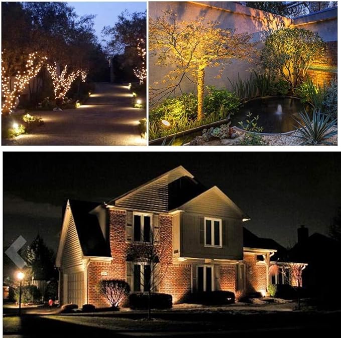10W Low Voltage LED Landscape Lights Bowfishing Lights Warm White 12V Spotlights for Garden Pathway Yard Lawn Wall Trees Lighting Outdoor Spotlight with Spike Stand(10 Pack)