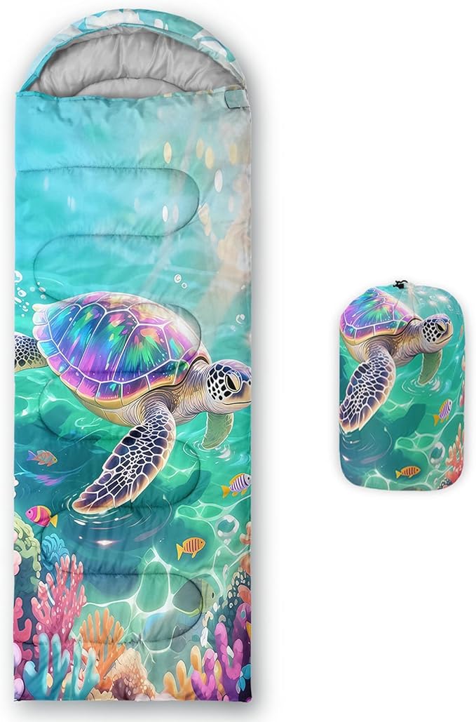 AILONEN Pink Flamingo Sleeping Bag for Kids GirlsWarm and Cool WeatherLightweightWaterproof BackpackingTropical Flamingo Theme Palm Leaves Sleeping Bag for Camping