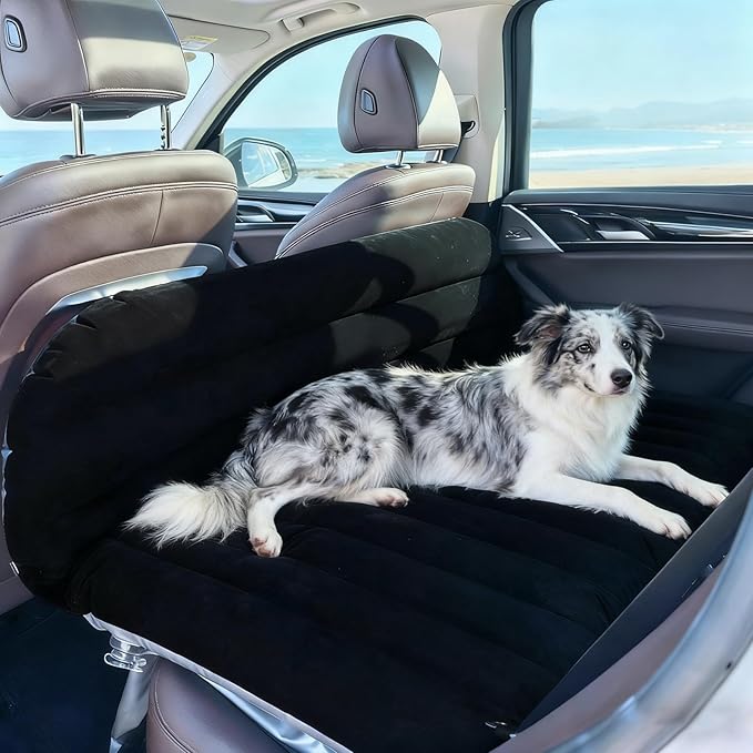 SUV Car Air Mattress – Inflatable Back Seat Bed with Electric Air Pump Portable Camping Travel Sleeping Pad Blow Up Car Bed (Black for SUV)