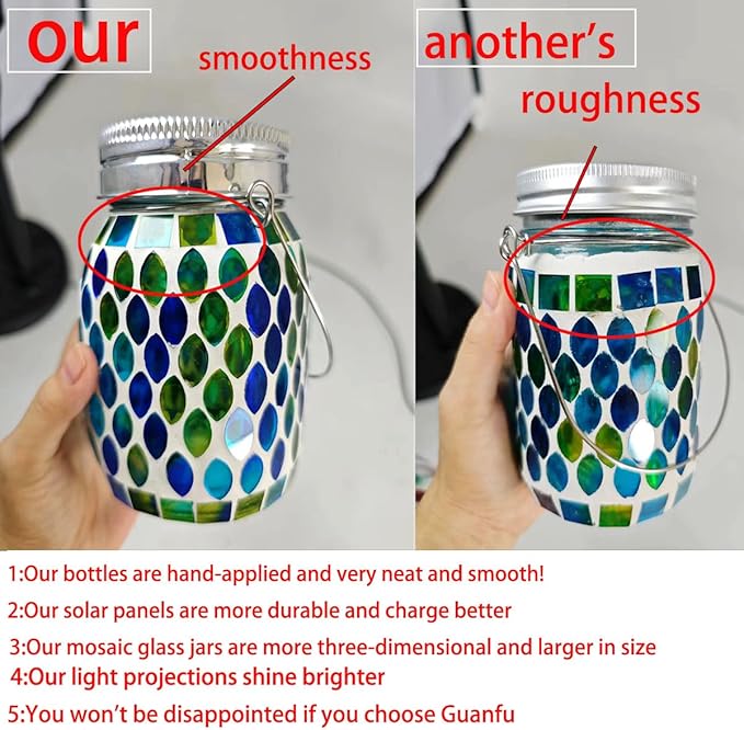Mosaic Lights Solar Outdoor Hanging Lanterns Garden Decor Christmas Gifts for Women Mom Grandma Halloween Decor Lights Outdoor Waterproof Lights GardenPatioPathway &amp Yard Décor