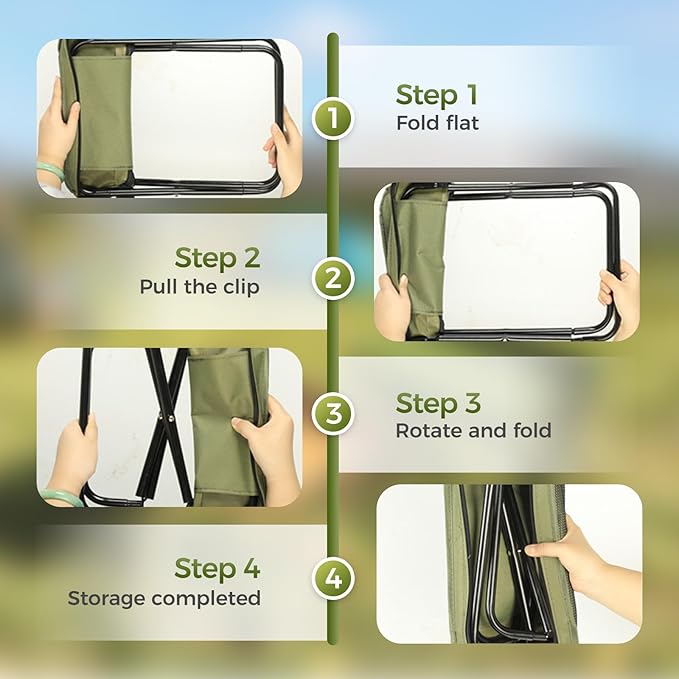 Portable Stool for Mountaineering and Hiking 2025 New Lightweight Foldable Stool with Carrying Bag Outdoor Footstool for Picnic Hiking Fishing (Black Large)
