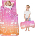 Personalized Name Toddler Nap Mat for Daycare Preschool Kindergarten Customized Kids Sleeping Bag with Pillow and Blanket for Girls Boys Custom Name Monogrammed Nap Mats for Toddlers