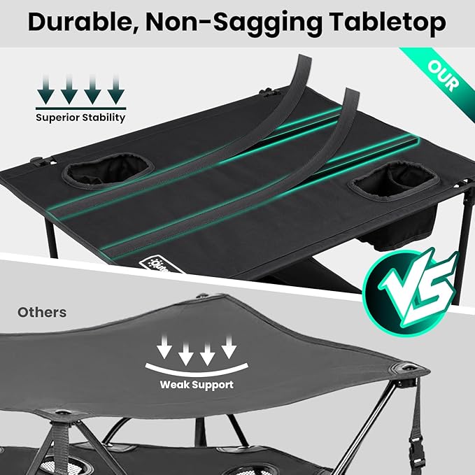 Folding Camping Table Portable Outdoor Picnic Table Rectangular Lightweight Camp Table with Storage Cup Holder and Carry Bag for Barbeque Beach Camping and Tailgate