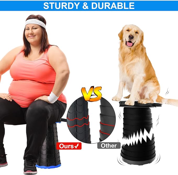 Upgraded Collapsible Stool Lightweight But Sturdy Portable Retractable Folding Telescoping Foldable Camping Stool for Adults Outdoor Fishing Hiking Travel BBQ