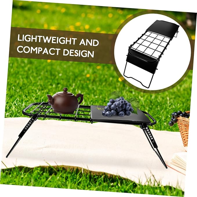Hemoton Portable Folding Camping Table Metal Grill Table Outdoor Picnic for Patio BBQ Folding Camping Furniture
