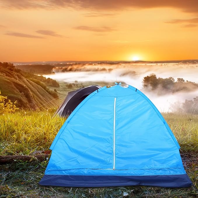 Luxshiny Two Person Winter Backpacking Tent Single Layer Lightweight Sky Blue Outdoor Shelter for Hiking Beach Park Recreation