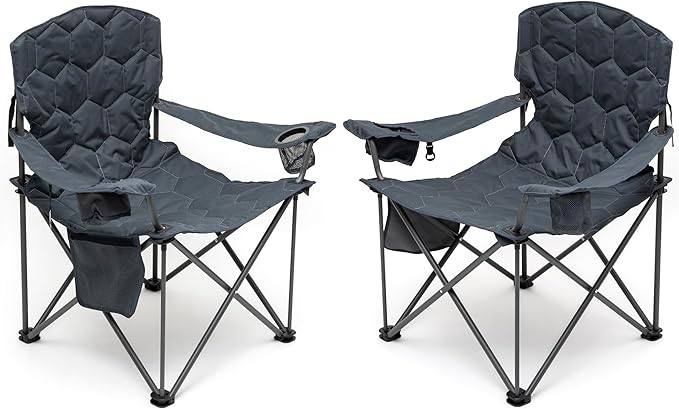 SUNNYFEEL XXL Oversized Camping Chair Heavy Duty 500 LBS for Big Tall People Above 6'4 Padded Portable Folding Sports Lawn Chairs with Armrest Cup Holder &amp Pocket for Outdoor/Travel/Picnic/Camp
