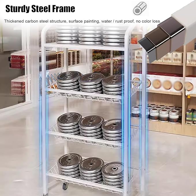 Supermarket Snacks Shelf with 15 Hooks &amp Wheels Large-Capacity Commercial Concession Stand for Drinks/Can/Toys/Candy Display Easy to AssembleBlack-4-Layer 60x27x142cm