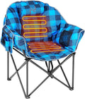 NAIZEA Heated Camping Chair Oversized Heated Folding Outdoor Chair for Adults with 3 Heat Levels Portable Foldable Patio Lounge Chair for Sports Outdoors Camp Battery NOT Included