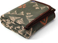 ACUSHLA Merino Wool Blanket - Soft Warm Thick Washable Large Throw Blanket for Camping Bed Couch Outdoor Travel All Weather Navajo Style Green 79X63