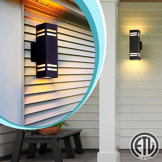 Up and Down Lights Outdoor Wall Light Fixtures Aluminum Dusk to Dawn Outdoor Lighting Fixture Modern Black Exterior Light Fixtures Wall Mount Porch Light for House Front Door