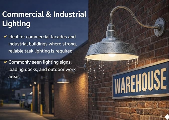AGB102-AS20-GALVANIZE Gooseneck Barn Light - Galvanize Outdoor Dome with Incandescent Downlight | Wall-Mount Fixture for Patios Gardens Pathways and Large Outdoor Living Spaces