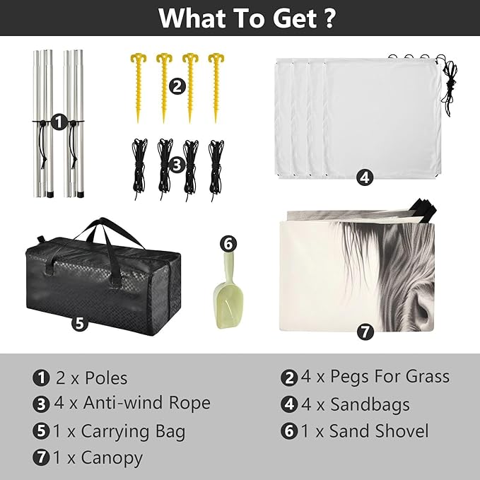Highland Cow Gray Beach Tent Sun Shelter 9.2' x 10.5' Beach Canopy with 4 Sandbags 4 Stability Poles Sand Shovels - Tent Canopy for Beach Camping Fishing Picnics
