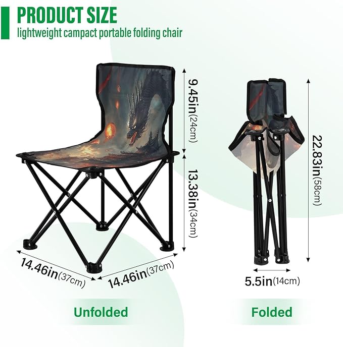 Dragon Dark Clouds Folding Camping Chairs Lightweight Portable Beach Chair Lawn Mini Chair for Leisure
