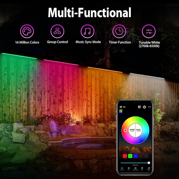 Smart LED Wall Washer Light 168W RGB+CW Color Changing Linear Light Bar with Group and Individual Control Music Sync Timing 120VAC Dimmable Smart Uplight for Outdoor &amp Indoor Lighting Projects
