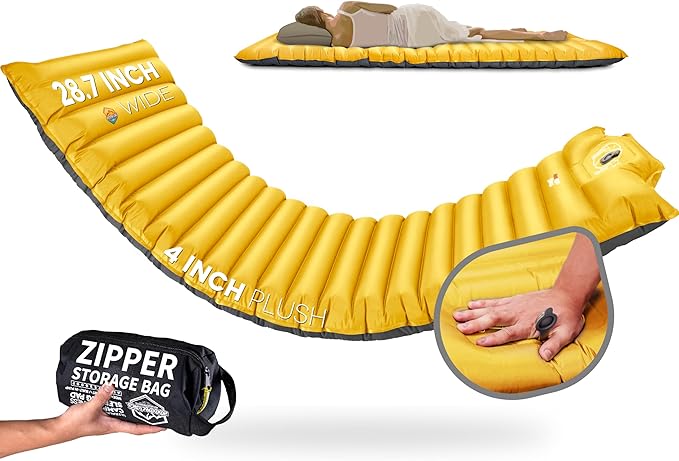 ZOOOBELIVES Extra Thickness | Wide Plus Sleeping Pad with Built-in Pump Inflatable Camping Mattress of Ultimate Comfort for Car Camping Tent and Backpacking Lightweight &amp Compact – Airlive2000