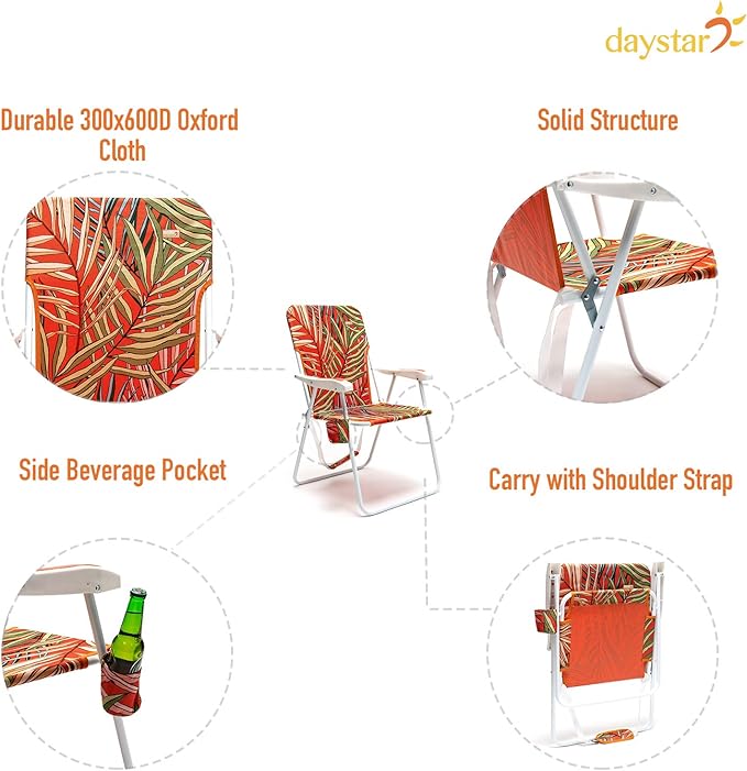 SUNNYFEEL Tall Folding Lawn Beach Chair Lightweight Portable Sand Chair for Adults Heavy Duty 300 LBS with Cup Holders Foldable Camping Lawn Chairs for Camp/Outdoor/Travel/Picnic/Concert/Sports