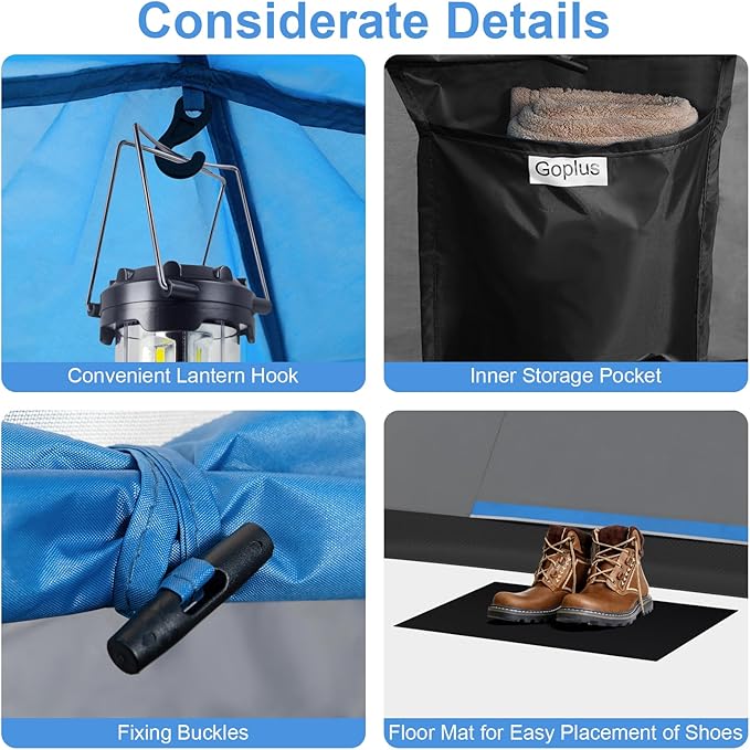 Goplus Camping Tent for 2-3 People Waterproof &amp Windproof Family Dome Tent w/Removable Rainfly Floor Mat Carrying Bag 4 Mesh Windows Easy Setup Portable Backpacking Hiking Fishing Tent