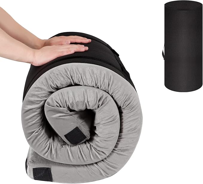 Memory Foam Camping Mattress PadPortable Roll Up Sleeping Pad for FloorCamping Car|Twin Single Kid Cot Outdoor Guest BedRemovable Waterproof Cover Travel Bag