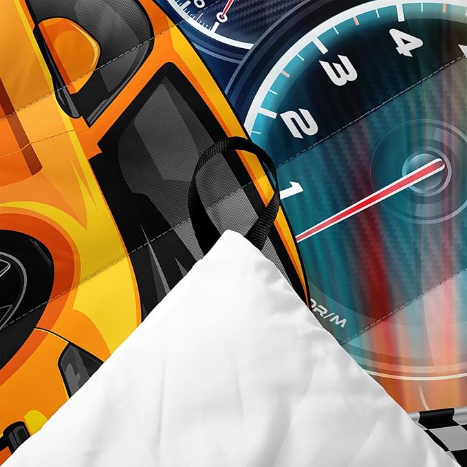 Axolotl Racing Car Lightweight Travel BlanketCooling Car Camping BlanketBoys Extremly Gaming Packable Portable Outdoor BlanketDashboard Wheel Flag Travel Blanket for HikingTravelingCampingYellow