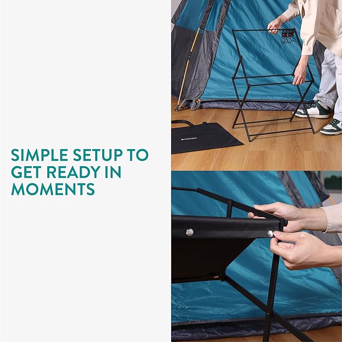 Navaris Camping Kitchen Station - Lightweight Durable &amp Foldable Camp Table - Pop Up Outdoor Folding Tables Ideal for Beach Picnic &amp Tailgate Use - Portable 2-Tier Cooking Shelf