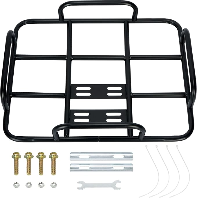 Food Delivery Box Rack Rear Grille 80kg Loading Delivery Food Box Rack with Guardrail Delivery Food Bag Rack Universal for Motorcycle Electric (inner diameter 50/40)