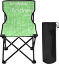 Sinestour Pale Green Custom Folding Camping Chair for Teen Child Personalized Name 14.6×14.6in Portable Outdoor Chair with Carry Bag for Picnic Lawn Travel