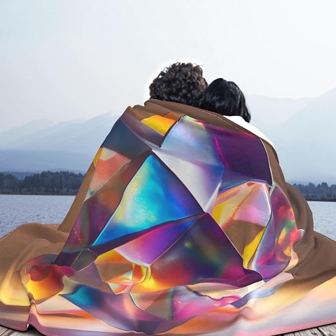 Holographic Origami Soft Fleece Blanket 60 * 50 inch Soft Sofa Blanket Suitable for Sofa Camping Travel Night Cover Blanket