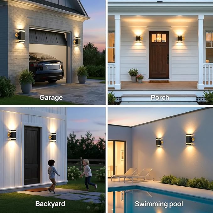 Dusk to Dawn Outdoor Wall Light Modern Up Down LED Wall Sconce Aluminum Waterproof Exterior Lighting Fixture Porch Lights for House Patio Sensor ETL